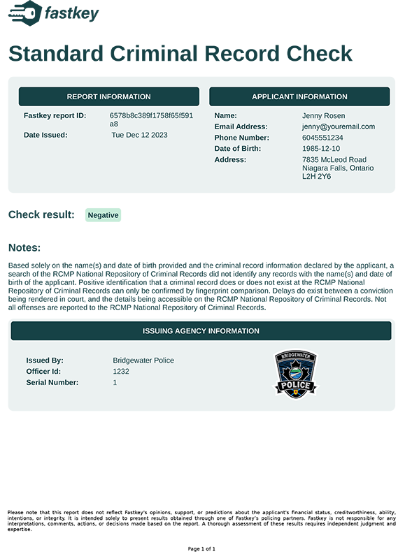 Fastkey Criminal Record Check